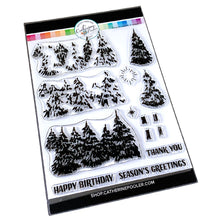 Cargar imagen en el visor de la galería, Catherine Pooler - Stamps - Evergreen Woods. Create your own Evergreen Woods with our 6x8 layering stamp set and coordinating Evergreen Woods Dies. This set contains multi-step stamps to &quot;build&quot; a forest of pine trees or an individual tree. The addition of the North Star stamp will bring added warmth to your winter scene or even make a nice holiday tree topper. Available at Embellish Away located in Bowmanville Ontario Canada.
