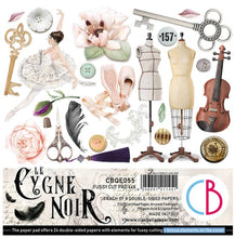 Cargar imagen en el visor de la galería, Ciao Bella - Fussy Cut Pad 6x6 24/Pkg - Le Cygne Noir. To share Ciao Bella&#39;s love for fussy cutting, their 6x6 paper pad offers 24 sheets full of high detailed fussy cutting elements, a ton of illustrations from the collection. Available at Embellish Away located in Bowmanville Ontario Canada.
