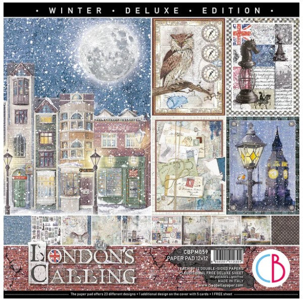 Ciao Bella - Pad 12x12 12/Pkg + 1 Free deluxe sheet - London's Calling. Every artwork features major layouts and versatile patterns perfect for a variety of applications and projects. Available at Embellish Away located in Bowmanville Ontario Canada.