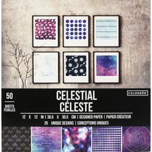 Cargar imagen en el visor de la galería, Colorbok - Designer Paper 12&quot;X12&quot; - Celestial. Create beautiful paper creations with the stunning papers found in Colorbok&#39;s Celestial paper pad. Each pad includes 25 unique designs (2 sheets per design). All sheets are single sided. Available at Embellish Away located in Bowmanville Ontario Canada.
