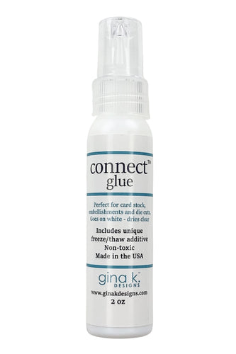 Gina K. Designs - Adhesive - Connect Glue - Large Bottle. Connect Glue will hold your project together! This glue comes in a convenient pen style applicator and works great with paper, embellishments, felt and more! Available at Embellish Away located in Bowmanville Ontario Canada.