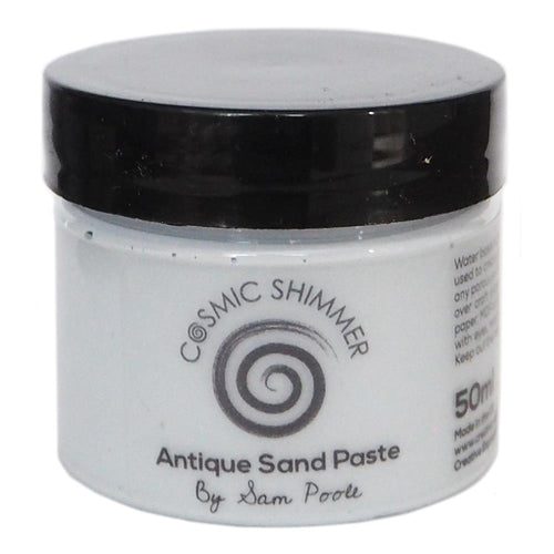 Cosmic Shimmer - Antique Sand Paste 50ml By Sam Poole - Select from a variety. This is a water-based paste medium that has a sand like texture. It can be used to create amazing effects on any project. It can easily be applied to any porous surface with a spatula, brush or sponge. Available at Embellish Away located in Bowmanville Ontario Canada.