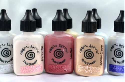 Cosmic Shimmer - Pixie Powder  available in 26 colors.  Available in Bowmanville Ontario Canada. 