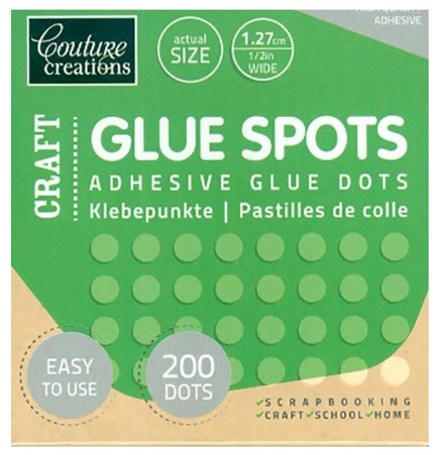 Couture creations - Craft Glue Spots 1/2 inch width 200 dots. Bowmanville Ontario Canada