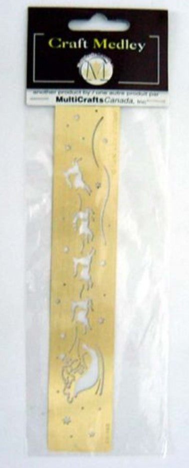 Craft Medley - Brass Stencil Borders - Santa w/Reindeer 7x1 1/4