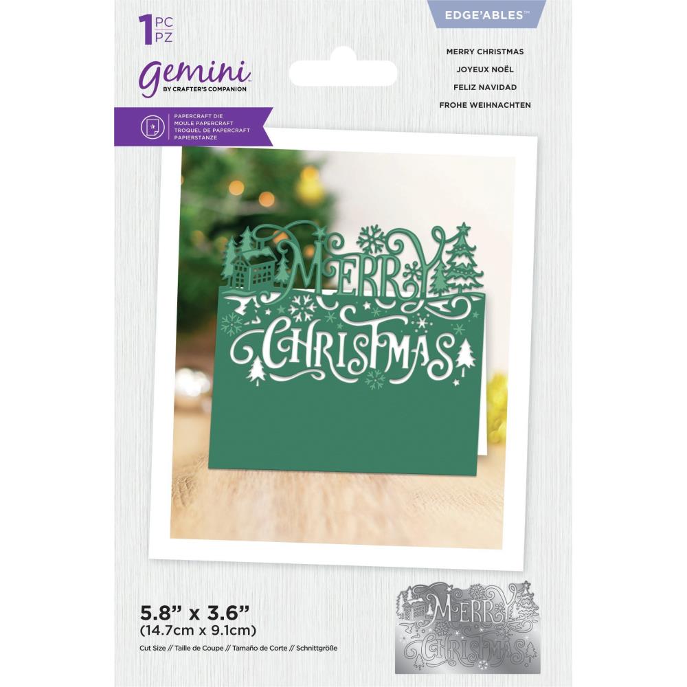 Crafter's Companion - Gemini Edge'Ables Die - Merry Christmas. Our fabulous large festive sentiments Edge'ables metal dies are guaranteed to make your creations stand out from the crowd! Each design features a stunning sentiment with intricate cut and embossing detail, to create wonderful Christmas cards, gifts and more. Imported. Available at Embellish Away located in Bowmanville Ontario Canada.
