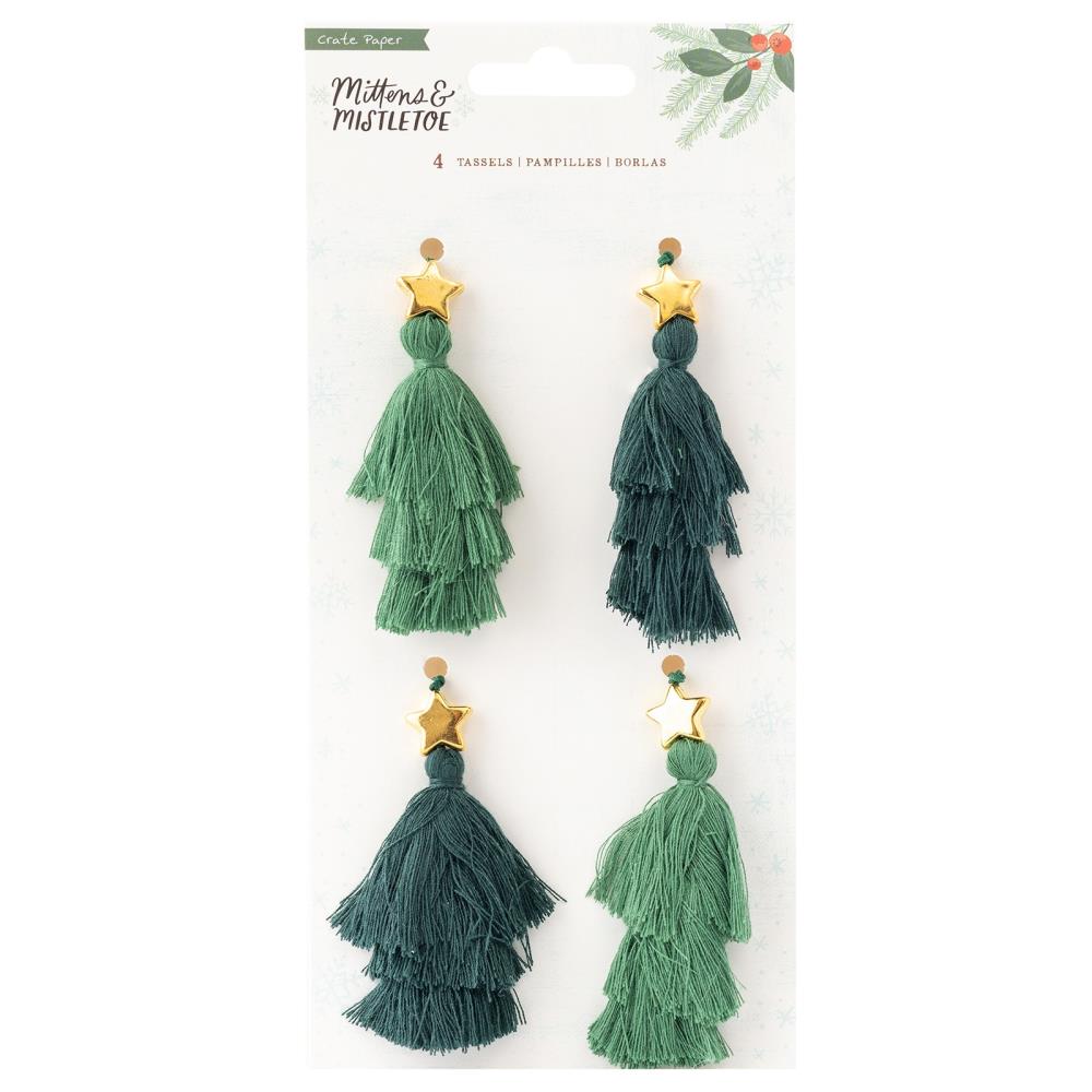 Crate Paper - Tassels - W/Charms - Mittens & Mistletoe - 4/Pkg. While you need the perfect paper to start your project, you also need the perfect embellishment to finish your project! Available at Embellish Away located in Bowmanville Ontario Canada.