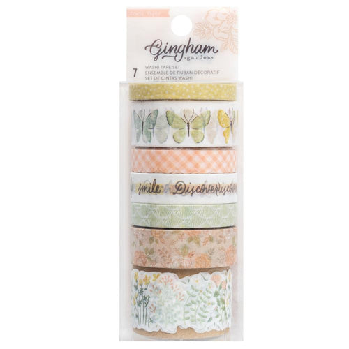 Crate Paper - Washi Tape by Maggie Holmes - 7/Pkg - Gingham Garden. Available at Embellish Away located in Bowmanville Ontario Canada.