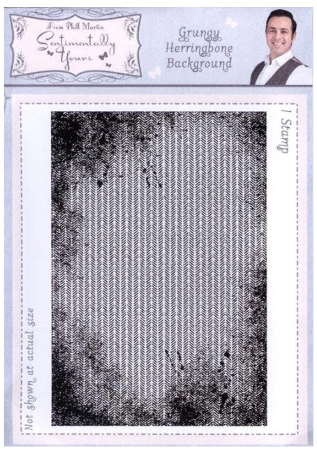 Creative Expressions - Grungy Herringbone A6 Background Stamp. This background stamp will add a grungy textured look to your projects Designed by Phill Martin.  1 piece. Size approx. 4-1/8 x 5-7/8 in. Available at Embellish Away located in Bowmanville Ontario Canada.