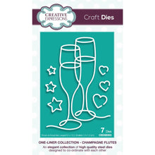 Cargar imagen en el visor de la galería, Creative Expressions - Craft Dies One-Liner Collection - Champagne Flutes. This seven die set will be great for party invitations, occasion cards, scrapbooking pages and so much more. The set has been designed with just single lines creating the elegant image. Available at Embellish Away located in Bowmanville Ontario Canada.
