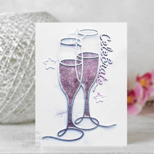 Cargar imagen en el visor de la galería, Creative Expressions - Craft Dies One-Liner Collection - Champagne Flutes. This seven die set will be great for party invitations, occasion cards, scrapbooking pages and so much more. The set has been designed with just single lines creating the elegant image. Available at Embellish Away located in Bowmanville Ontario Canada. Card design by Jennifer Schooleall.
