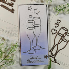 गैलरी व्यूवर में इमेज लोड करें, Creative Expressions - Craft Dies One-Liner Collection - Champagne Flutes. This seven die set will be great for party invitations, occasion cards, scrapbooking pages and so much more. The set has been designed with just single lines creating the elegant image. Available at Embellish Away located in Bowmanville Ontario Canada. Card design by Danille Bigland
