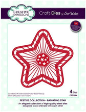 Cargar imagen en el visor de la galería, Creative Expressions - Dies - Festive Collection - Radiating Star. Craft Dies by Sue Wilson are an elegant collection of high quality steel designs designed to co-ordinate with each other. Size approx. 4.75&quot; x 4.75&quot;. Available at Embellish Away located in Bowmanville Ontario Canada.
