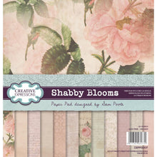 Load image into Gallery viewer, Creative Expressions - Sam Poole  8&quot;x8&quot; in Paper Pad - 160gsm - Shabby Blooms. This 8x8 inch Shabby Blooms paper pad designed by Sam Poole includes 24 single sided pages featuring 12 unique designs. 160gsm, Acid free. Available at Embellish Away located in Bowmanville Ontario Canada.
