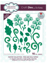 गैलरी व्यूवर में इमेज लोड करें, Creative Expressions - Sue Wilson Craft Die - Pine and Holly Spray. This bumper sixteen-die set will be a great addition to your festive paper craft arsenal the die will be wonderful for card making, scrapbooking, mixed media and not just at Christmas great set for picture building and adding finishing touches to creations. Available at Embellish Away located in Bowmanville Ontario Canada.

