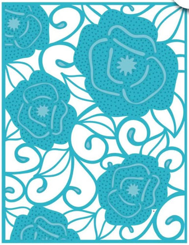 Creative Expressions - Sue Wilson Dies - Background Collection - Mini Background Pierced Roses. A beautiful background die that would work nicely on a A4 size card. Cut out extra roses to layer for added dimension. Size: 4.06