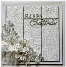 Load image into Gallery viewer, Creative Expressions - Sue Wilson Dies - Festive Collection - Happy Christmas. A simple statement of Happy Christmas can be a sentiment to add to your cards or can decorate a card all on it&#39;s own. Size: 4&quot; x 1 3/8&quot; Available at Embellish Away located in Bowmanville Ontario Canada. Card example by brand ambassador.
