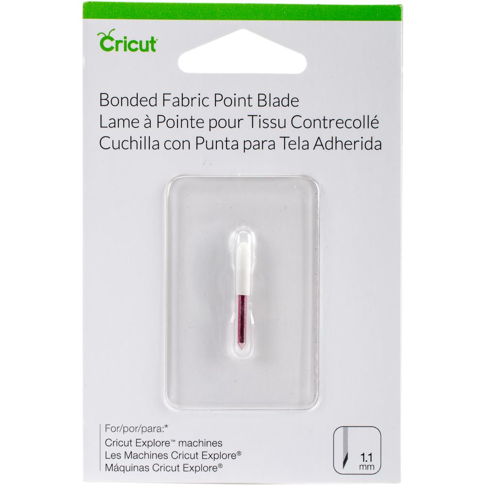 Cricut - Maker Bonded Fabric Point Blade. The bonded-fabric cutting blade is made from premium German carbide steel. For the longest life, use for cutting bonded fabric or fabric with an iron-on backer. For use with Cricut Explore machines (sold separately). This package contains one 1.1mm bonded fabric point blade. Imported. Available at Embellish Away located in Bowmanville Ontario Canada.