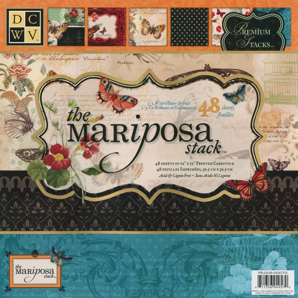 DCWV - Single-Sided Cardstock Stack 12X12 - Mariposa