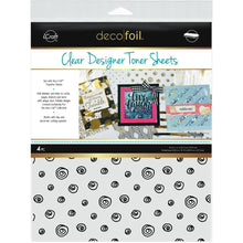 Load image into Gallery viewer, Add shimmer and shine to cards, pages, shakers and more! Works with dies and electronic cutting systems. These packages contain four 8.5x11 inch clear toner sheets. Comes in a variety of designs. Each sold separately. Made in USA.  Currently Available: Distressed Lines and Doodles. Available at Embellish Away located in Bowmanville Ontario Canada.
