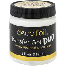 Load image into Gallery viewer, Deco Foil - Transfer Gel DUO 4Fl Oz. Deco Foil has reformulated the transfer gel to work with or without heat. You can transfer using heat or pressure from a die-cutting machine. Permanent transfer medium that dries clear and remains tacky for easy use. This package contains 4oz of transfer gel. Made in USA. Available at Embellish Away located in Bowmanville Ontario Canada.

