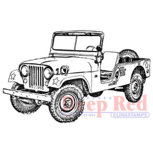 Charger l&#39;image dans la galerie, Deep Red - Cling Stamp - 3.2&quot;X2.1&quot; - Vintage Military Jeep. There is such a large variety of stamps that you will be able to find the perfect match for every project. There are background stamps, holiday themed, sentiments, love, friendship, floral, characters and more! Deep Red stamps are made of a blend of natural rubber and are attached to a cling foam pad for better definition. Available at Embellish Away located in Bowmanville Ontario Canada.
