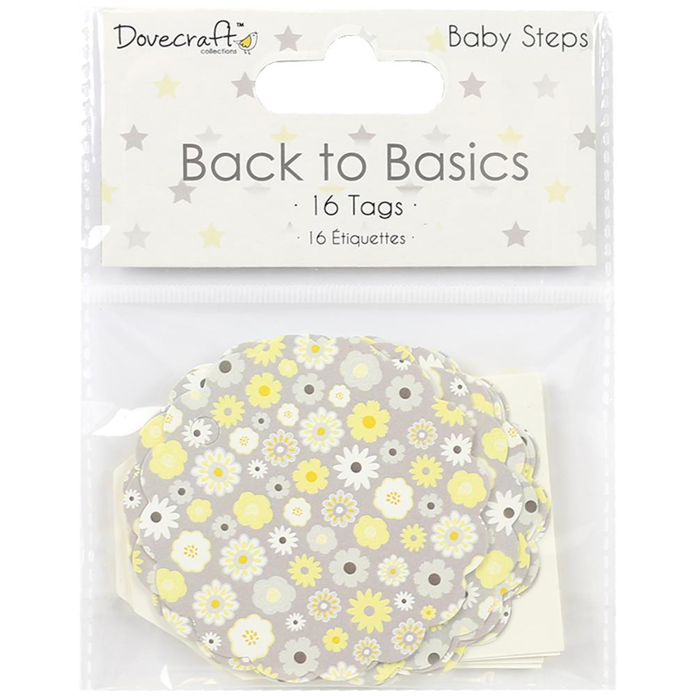 Dovecraft - Back To Basics Tags 16/Pkg - Baby Steps. No handmade project is complete without a caring tag to adorn it! These tags will make a lovely addition to your personal gifts, whatever the occasion. Contains sixteen tags, eight of each design (two designs and patterns). Imported. Available in Bowmanville Ontario Canada.