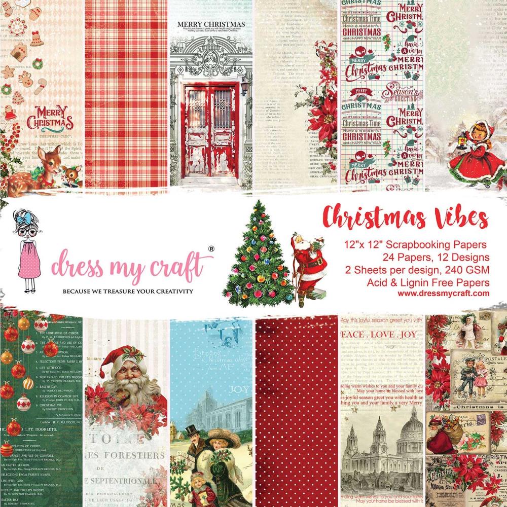 Dress My Craft - Single-Sided Paper Pad 12X12 - Christmas Vibes