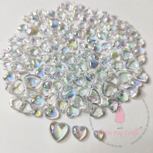 Dress My Craft - Water Droplet Embellishments - 8g -  Rainbow Heart Assorted. These beautiful water looking droplets gives a clear and transparent look! Available at Embellish Away located in Bowmanville Ontario Canada.