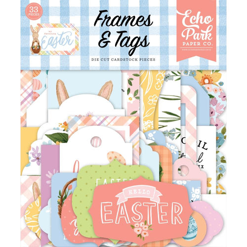 Echo Park - Cardstock Ephemera - 33/Pkg - Frames & Tags - My Favorite Easter. Available at Embellish Away located in Bowmanville Ontario Canada.