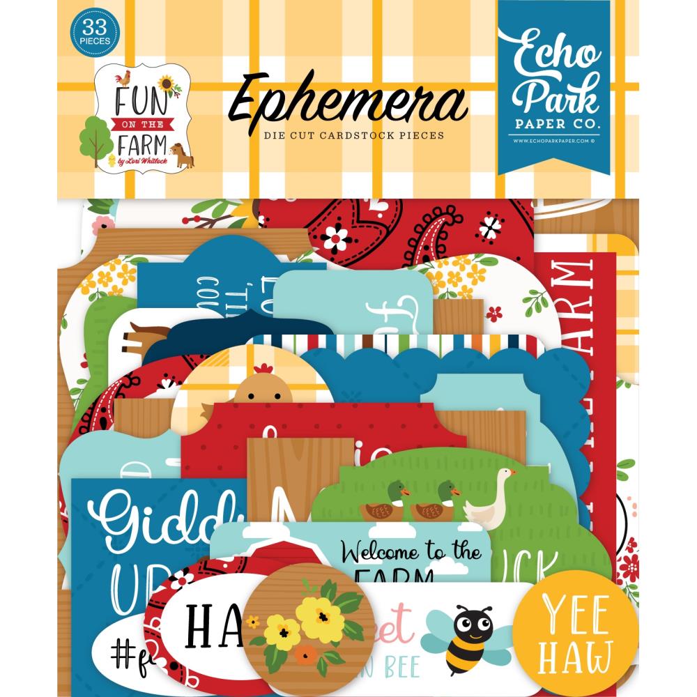 Echo Park - Cardstock Ephemera - 33/Pkg - Icons - Fun On The Farm. Available at Embellish Away located in Bowmanville Ontario Canada.