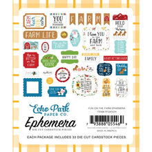 Load image into Gallery viewer, Echo Park - Cardstock Ephemera - 33/Pkg - Icons - Fun On The Farm. Available at Embellish Away located in Bowmanville Ontario Canada.
