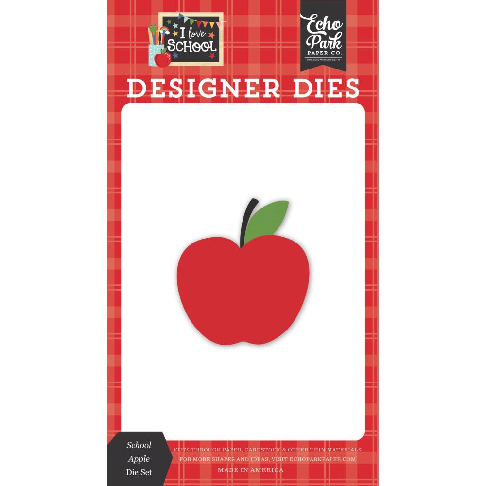 Echo Park - Dies - School Apple. Carta Bella Designer dies cut through paper, cardstock and other thing materials. Create beautiful scrapbook pages, greeting cards and more. Package contains one die set. Available in assorted designs, each sold separately. Made in the USA. Available at Embellish Away located in Bowmanville Ontario Canada.