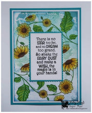 Charger l&#39;image dans la galerie, Fairy Hugs - Stamps - Daisies. This amazing design measures 5&quot; x 4.50&quot;. You can use this design along with the small fairies Dixie, Trixie, and Pixie as the easily fit on the leaves and flowers. You can also place Fifi of the leaves for a lovely scene. Available at Embellish Away located in Bowmanville Ontario Canada. Card example by designer Roni.
