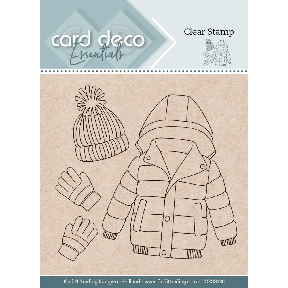 Find It Trading - Card Deco Essentials Clear Stamp - Snow Clothes. A versatile stamp for a variety of occasions. Use with your favorite inks, markers, embossing powders, watercolors, colored pencils, and other crafting mediums. Available at Embellish Away located in Bowmanville Ontario Canada.