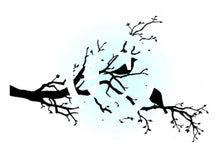Cargar imagen en el visor de la galería, Frog&#39;s Whiskers Ink - Stamps - Birds in a Tree. This Rubber Cling Stamp is a silhouette of birds resting on a tree branch. A beautiful addition to Spring collections.  Size: 3.5 x 5 inches. Available in Bowmanville Ontario Canada
