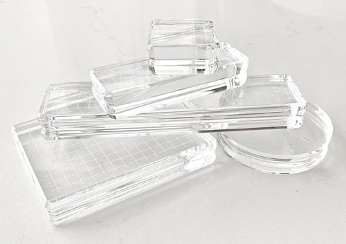 Gina K. Designs - Acrylic Block - Comfort Blocks - Set Of 5. Comfort Blocks by Gina K. Designs are softly curved, lighter weight acrylic blocks. They are comfortable to hold in your hands with no sharp edges. Available at Embellish Away located in Bowmanville Ontario Canada.