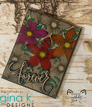 Cargar imagen en el visor de la galería, Gina K. Designs - Background Stamp - Floral Delight. Floral Delight Background is a stamp set by Arjita Singh. This set is made of premium clear photopolymer and measures 6&quot; X 8&quot;. Made in the USA. Available at Embellish Away located in Bowmanville Ontario Canada. Card design by brand ambassador.
