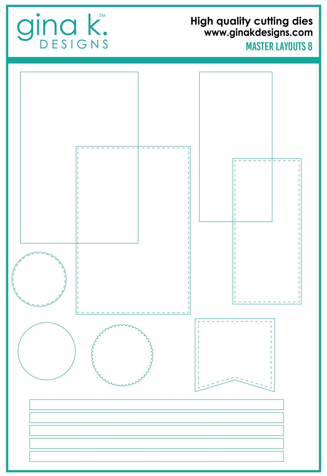 Gina K. Designs - Die Set - Master Layouts 8. The Master Layouts 8 die set is sized perfectly for 5