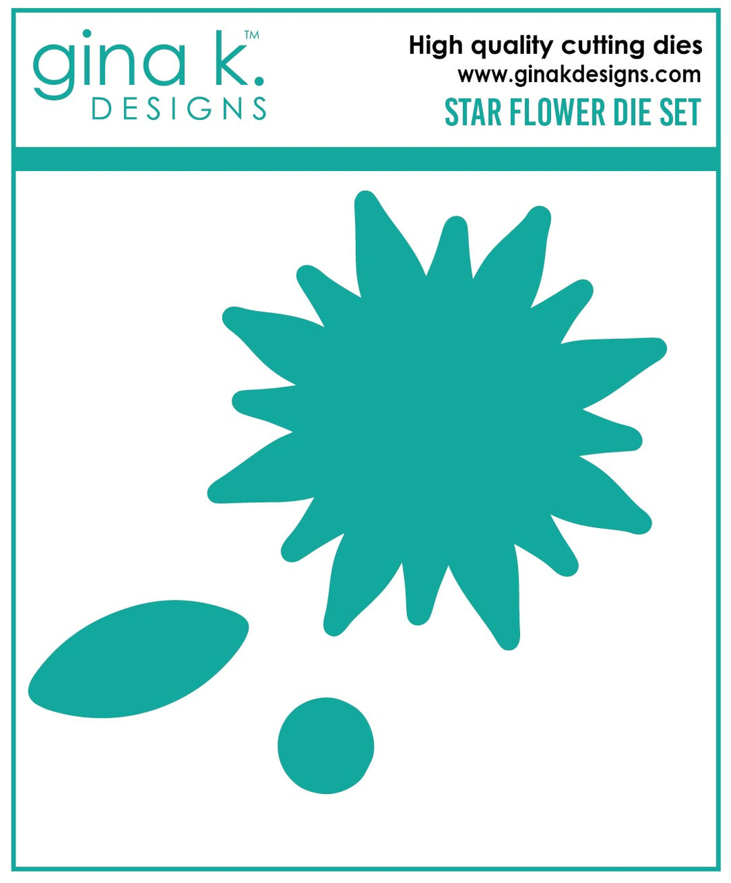 Gina K. Designs - Die Set - Star Flower. Our dies are compatible with most die cutting machines.  Follow the manufacturer's instructions for your specific machine for cutting wafer thin dies.  The Star Flower Die set coordinates with the Star Flower Stamp Set.   *Originally Included with the Winter Whimsy kit* Available at Embellish Away located in Bowmanville Ontario Canada.