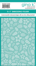 Cargar imagen en el visor de la galería, Gina K. Designs - Embossing Folder - Holiday Floral. The embossing folders create deeply etched designs for a truly dimensional effect. They can also be used for a verity of fun cardmaking techniques. Embossing folders measure 5 x 7 inches. Available at Embellish Away located in Bowmanville Ontario Canada.
