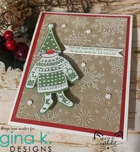Load image into Gallery viewer, Gina K. Designs - Embossing Folder - Snowflakes. The embossing folders create deeply etched designs for a truly dimensional effect. They can also be used for a verity of fun cardmaking techniques. Embossing folders measure 5 x 7 inches. Available at Embellish Away located in Bowmanville Ontario Canada. Card design by brand ambassador.
