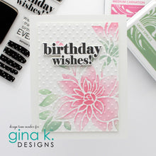 Cargar imagen en el visor de la galería, Gina K. Designs - Embossing Folder - Swiss Dot. Our embossing folders create deeply etched designs for a truly dimensional effect. They can also be used for a verity of fun cardmaking techniques. Embossing folders measure 5 x 7 inches. Available at Embellish Away located in Bowmanville Ontario Canada. Card example by Brand Ambassador.
