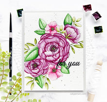 Load image into Gallery viewer, Gina K. Designs - Stamp - Happy Bouquet. Happy Bouquet is a stamp set by Arjita Singh. This set is made of premium clear photopolymer and measures 6&quot; X 8&quot;.   Made in the US. Available at Embellish Away located in Bowmanville Ontario Canada. Card design by Brand Ambassador
