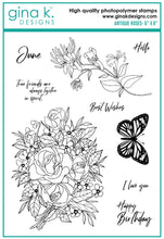 Load image into Gallery viewer, Gina K. Designs - Stamps - Antique Roses. Antique Roses is a stamp set by Hannah Drapinski. This set is made of premium clear photopolymer and measures 6&quot; X 8&quot;.   Made in the USA. Available at Embellish Away located in Bowmanville Ontario Canada.

