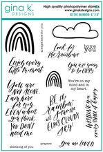Cargar imagen en el visor de la galería, Gina K. Designs - Stamps - Be The Rainbow.&nbsp;Be The Rainbow is a stamp set by artist Emily Loggans. This set is made of premium clear photopolymer and measures 6&quot; X 8&quot;. Made in the USA.FEATURESRainbow, Cloud, Love, Encouragement Available at Embellish Away located in Bowmanville Ontario Canada.

