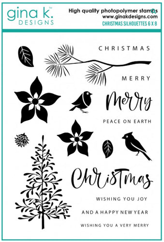 Gina K. Designs - Stamps - Christmas Silhouettes. Christmas Silhouettes stamp set is made of premium clear photopolymer and measures 6