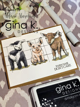 Charger l&#39;image dans la galerie, Gina K. Designs - Stamps - Farmyard Friends. Melanie Muenchinger’s realistic nature series continues with Farmyard Friends! You will love using these 8 farmyard animals plus scene building grass, dirt and wire fence images. Available at Embellish Away located in Bowmanville Ontario Canada. Designed by Melanie Muenchinger.
