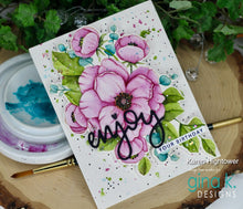 Charger l&#39;image dans la galerie, Gina K. Designs - Stamps - Happy Flowers. Happy Flowers is a stamp set by Arjita Singh. This set is made of premium clear photopolymer and measures 6&quot; X 8&quot;. Made in the USA. Available at Embellish Away located in Bowmanville Ontario Canada.  Card design by Karen Hightower.
