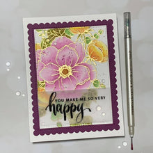 Charger l&#39;image dans la galerie, Gina K. Designs - Stamps - Happy Flowers. Happy Flowers is a stamp set by Arjita Singh. This set is made of premium clear photopolymer and measures 6&quot; X 8&quot;. Made in the USA. Available at Embellish Away located in Bowmanville Ontario Canada.  Card design by brand ambassador.
